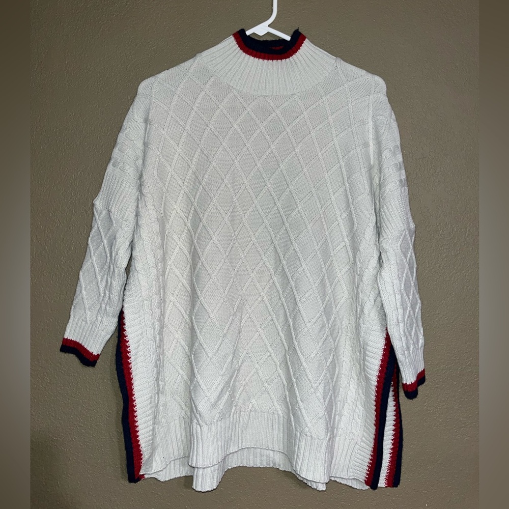 MERSEA Sailor Sweater Cream Lattice High Neck 3/4 Sleeve NWT